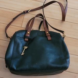Euc Fossil purse dark forest green